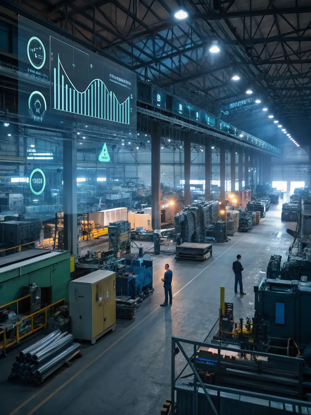 A construction site where AI is being used to predict equipment failure and schedule maintenance proactively.